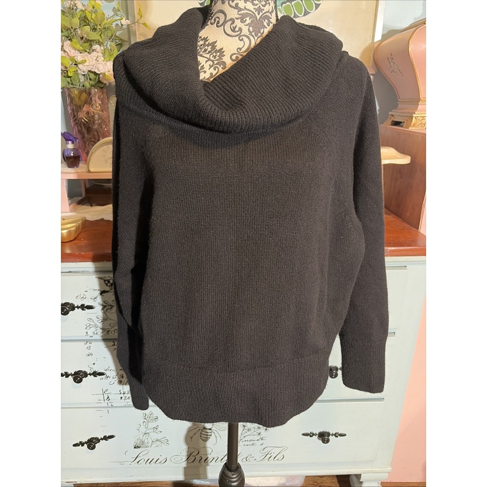 COS Sweden 100% Wool Black Cowl Neck Sweater Sz Medium. Lagenlook.